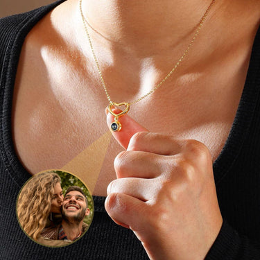 Infinite Love Photo Personalised Necklace - Photo Necklace - Photo Projection Necklace Necklace Gold Brother & Sisters